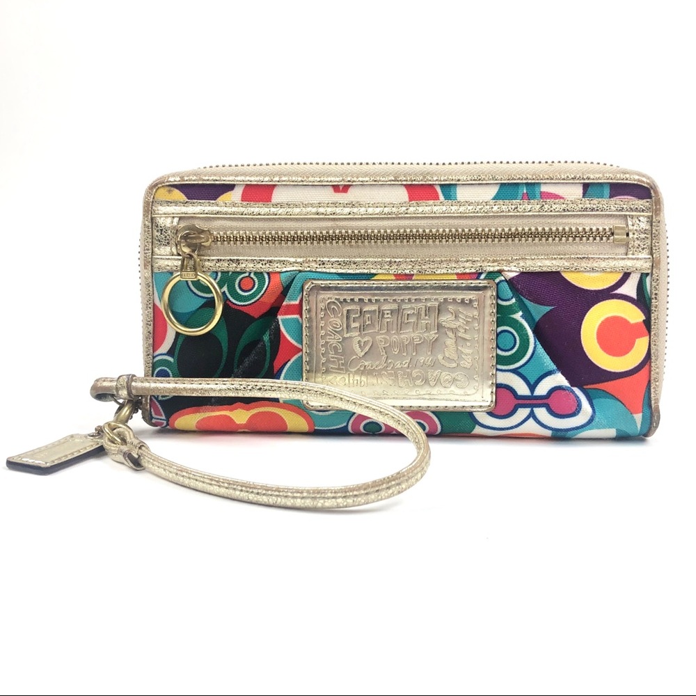 Coach Poppy Pop C Zip-Around Wallet Wristlet